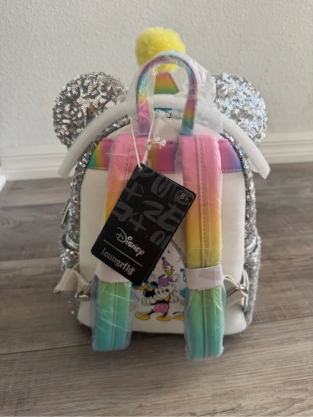 Loungefly 'It's My Birthday' Silver Sequin Mini Backpack NWT